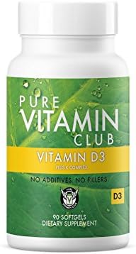 Vitamin D3 Plus K Complex 90 Day Supply - NO Fillers NO Binders NO Added Ingredients