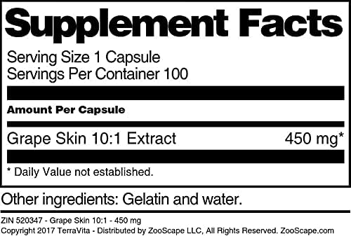 Grape Skin 10:1-450 mg (100 Capsules ZIN: 520347) - 3 Pack