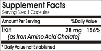 Iron Chelate 28mg // 200 Capsules // Pure // by PureControl Supplements
