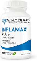 Vitaminerals® 121+ Inflamax® Plus | Discomfort Support Management | Quercetin | Proteolytic Enzymes | Ginger | Turmeric | Veggie caps (60)