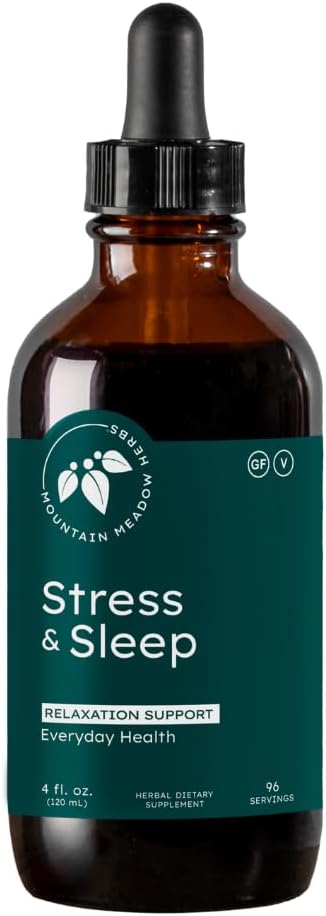 Mountain Meadow Herbs Stress &amp Sleep | Liquid Herbal Supplement for Calm Mind &amp Body | 4 oz