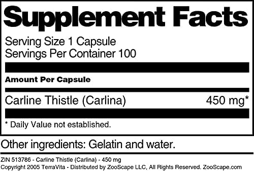 Carline Thistle (Carlina) - 450 mg (100 Capsules ZIN: 513786) - 3 Pack