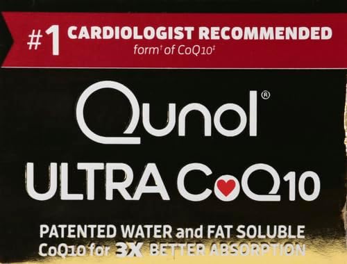 Qunol Ultra CoQ10 100mg 3x Better Absorption Patented Water and Fat Soluble Natural Supplement Form of Coenzyme Q10 Antioxidant for Heart Health 120 Count Softgels