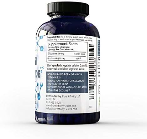 200 Count! B3 Nicotinamide 500 mg Effective Flush-Free Niacin. Energy Booster Cell Regenerator Supports Cognitive Decline Anti-Aging and Helps Breaks Down Carbs &amp Fats (200 Ct)