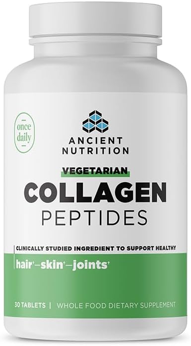 Ancient Nutrition Vegetarian Collagen Peptides Collagen Peptides Tablets Collagen with Prebiotics and Probiotics Supports Healthy Skin Hair Joints Digestion Vegetarian Capsules 30 Count