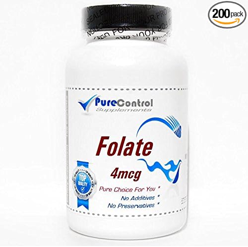 Folate 4mcg // 200 Capsules // Pure // by PureControl Supplements
