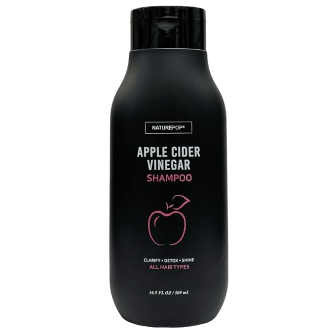 Naturepop Apple Cider Vinegar Shampoo | Made with fermented raw apple cider vinegar | Clarify Detox Shine | NO sulfates Parabens | All Hair Types | 16.9 oz (500 mL) | Made in Korea