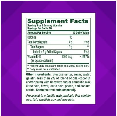 Vitamin B-12 Gummy Supplement High Potency Energy Support 1000 mcg 140ct (1 Pack)