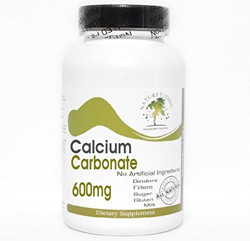 Calcium Carbonate 600mg ~ 200 Capsules - No Additives ~ Naturetition Supplements