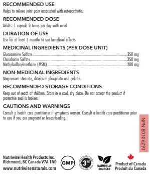 Nutriwise Healthy Joint 900mg (Glucosamine + Chondroitin + Msm) 360 Capsules