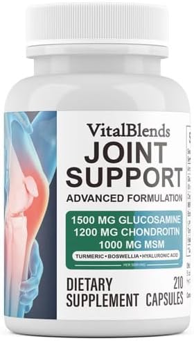 Glucosamine Chondroitin Turmeric Msm Boswellia - Joint Support Supplement for Relief 210 Tablets for Bones Back Knees Hands (210 Capsules)