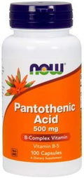 Pantothenic Acid 500 mg 100 Caps by Now Foods (Pack of 6)