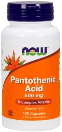 Pantothenic Acid 500 mg 100 Caps by Now Foods (Pack of 6)