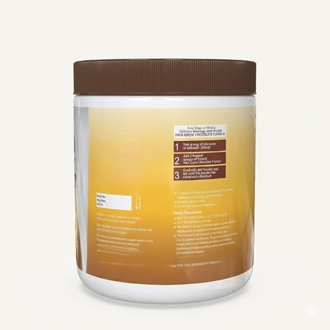 Hair Grow Nutritional Protein Supplement Powder for Healthy Hair Glowing Skin &amp Nails - Enriched with Biotin and Green Apple Skin Extract for Men &amp Women - Chocolate Flavor 250g (Pack of 1)