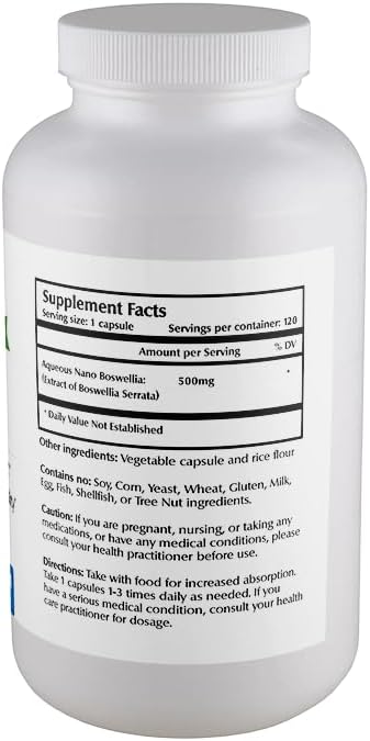 One Planet Nutrition Nano Boswellia 500 mg (120 Capsules) - Boswellia Serrata Extract - Nano Particle Sized for Superior Absorption - Joint &amp Cognitive Support - Non GMO Vegan Gluten-Free