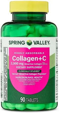 H4U Spring Valley Highly Absorbable Collagen + C Tablets for Hair/Skin/Nail Health 2500 mg 90 Count