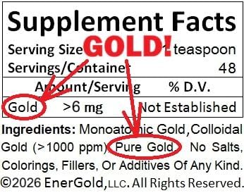 EnerGold® Monoatomic Gold/ORMUS: World's ONLY Pure-G O L D (Platinum &amp Copper) &gt1000 PPM! Deflect Radiation EMFs Low-Energy Frequencies Repair DNA Pineal Body's Tissues Energize Aura Cha