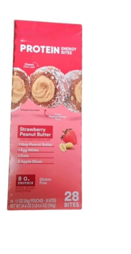 Protein Energy Bites Gluten Free Protein Balls Strawberry Peanut Butter 24.6 oz (28 Bites)