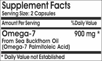 Omega-7 Omega 7 900mg Palmitoleic Acid // 200 Capsules // Pure // by PureControl Supplements
