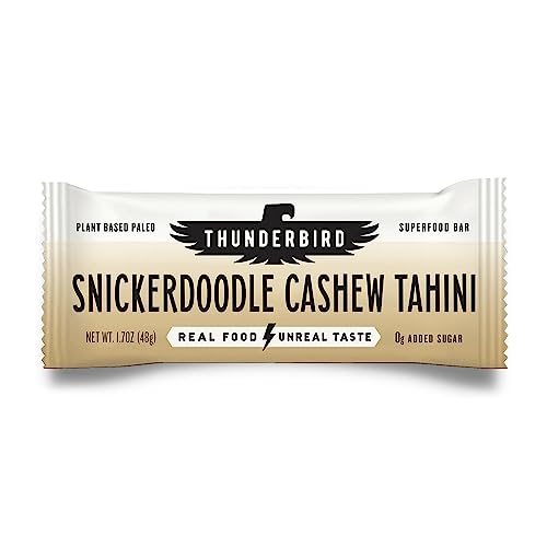 Thunderbird Bars Energy Snack Gluten-Free with Protein Healthy Real Food Vegan Paleo Non-GMO No Added Sugar Snickerdoodle Cashew Tahini Flavor (12 Count 1.7 oz. Bars)