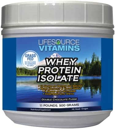LifeSource Vitamins 1.1 lb - US Dairy Cows Grass Fed Whey Protein Isolate - Double Chocolate Fudge sweetened w/Stevia