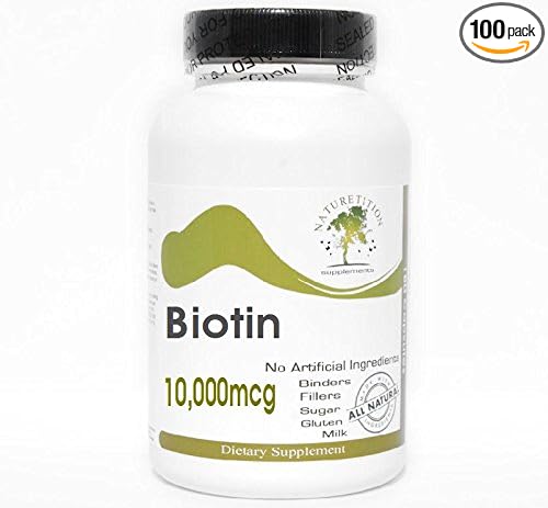 Biotin 10000mcg ~ 100 Capsules - No Additives ~ Naturetition Supplements