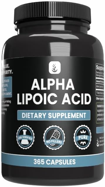 PURE ORIGINAL INGREDIENTS Alpha Lipoic Acid (365 Capsules) No Magnesium Or Rice Fillers Always Pure Lab Verified