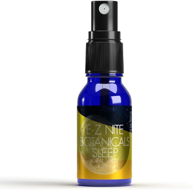 EZ Nite Sleep Botanicals Oral Spray Non-Melatonin Chamomile Passion Flower Extracts Magnesium Valerian Root L-Theanine Honey Lemon Flavor 30-Night Supply Non-GMO Gluten-Free Non-Habit Forming
