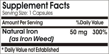Natural Iron 50mg // 200 Capsules // Pure // by PureControl Supplements