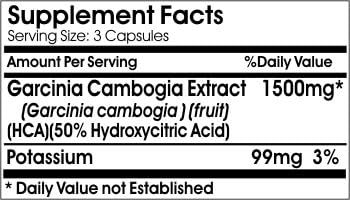 Garcinia Cambogia Extract 1500mg with Potassium 99mg ~ 90 Capsules - No Additives ~ Naturetition Supplements