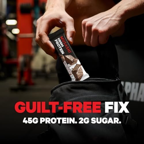 MUSASHI High Protein Bar 45g Protein 2g Total Sugars Milk Chocolate Brownie Post Workout and Protein Snack On The Go 12 Pack of 3.2oz (90g) Bars