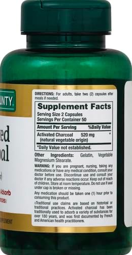 Nature's Bounty Activated Charcoal 260 mg 100 Capsules Dietary Supplement to Support a Healthy Lifestyle (Pack of 3)