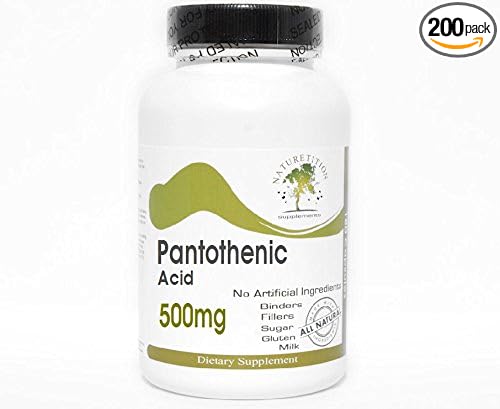 Pantothenic Acid 500mg ~ 200 Capsules - No Additives ~ Naturetition Supplements