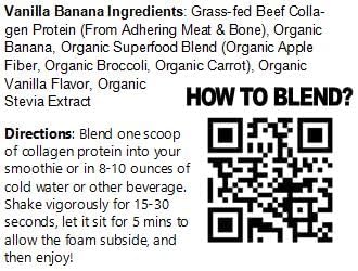 Paleo Perfection Vanilla Banana Grass Fed Beef Collagen Protein Powder with Stevia - Paleo Keto SCD AIP Protein Powder with Apple Fiber Carrot &amp Broccoli - 1lb Protein Powder &amp Superfood B