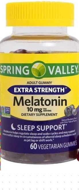 Melatonin Adult Gummies Extra Strength Sleep Support by Spring Valley 10 mg 60 Ct