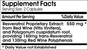 Resveratrol with Red Wine 550mg // 90 Capsules // Pure // by PureControl Supplements