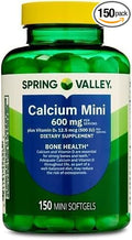 Calcium Plus Vitamin D3 150 Mini Softgels | Calcium Supplement | softgels | Calcium 600 mg with Vitamin d3 | Calcium Carbonate 600 mg 150 Mini Softgels + vslSticker
