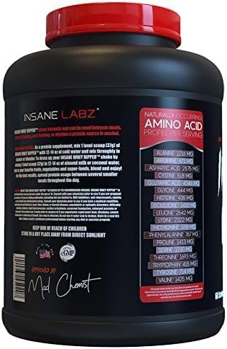Insane Labz Insane Whey Ripped Lean Muscle Building Protein with L-Carnitine and CLA Oil Powder 5lbs 60 Servings Vanilla