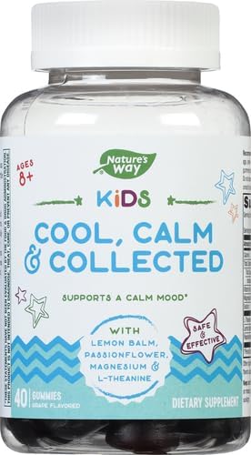 Nature's Way Kids Cool &amp Calm GummiesSupports a Calm Mood in Kids Ages 8+*Lemon BalmMagnesiumVitamin B6L-TheanineGrape FlavoredVegetarian(Packaging May Vary)40 Count (Pack of 2)