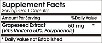 Grapeseed Extract 50mg // 100 Capsules // Pure // by PureControl Supplements