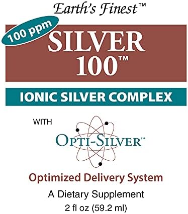 Silver 100 Ionic Silver Complex with Opti-Silver Optimized Delivery System for Immune Support - 100 ppm 2oz (59.2mL) - Spray