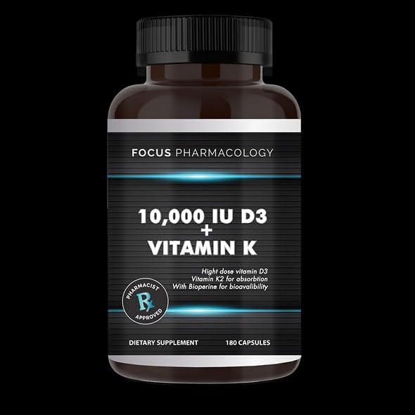 Focus Pharma VitD 10000IU w/K2 180 CT