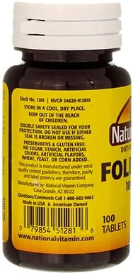 Nature`s Blend Folic Acid 1000mcg Tablets 100 Count (5 Pack)