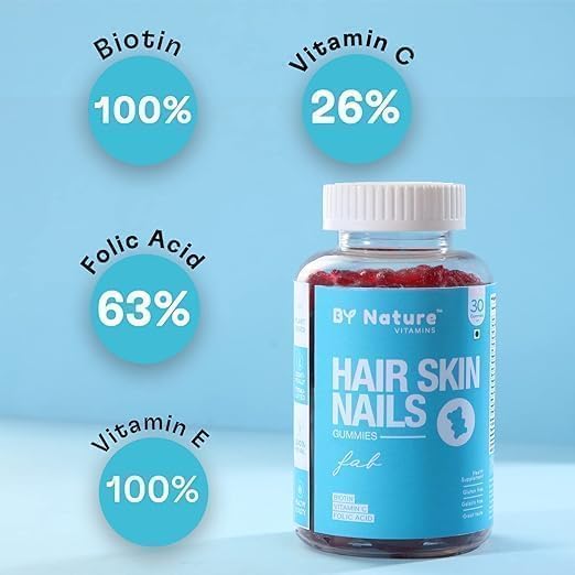 Hair Skin &amp Nails Vitamin Gummies - with Biotin Folic Acid Vitamin A C E B6 B7 B9 &amp B12 for Hair Growth Glowing Skin &amp Strong Nails (30-Day Pack)
