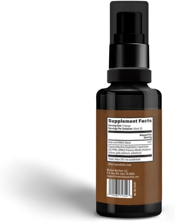 Liquid Gold Supplement Spray | Pure Gold Nanoparticles for Energy Focus &amp Mental Clarity | ORMUS Precious Metals Blend (2)