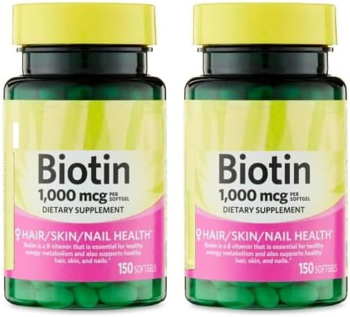 SEDLAV (2 Pack Biotin Softgels 1000mcg 150 Count Sticker Designed to Fit Into Wellness-Focused Supplement Plans