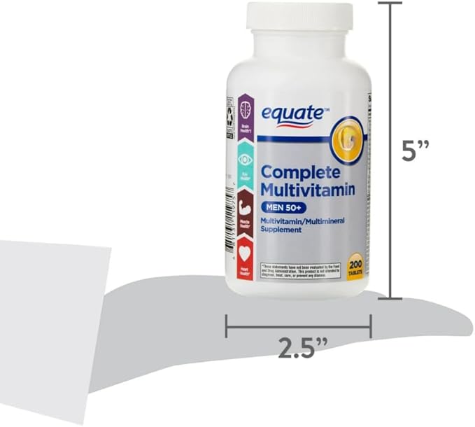 Equate Complete Multivitamin for Men 50+ Daily Multimineral Supplement Tablets 200 Count Sticker