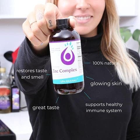 Life Solutions Zinc Complex - Zinc Gluconate and Copper Gluconate for Optimal Immune Support &amp Health - High Absorption Formula - Liquid 8oz-