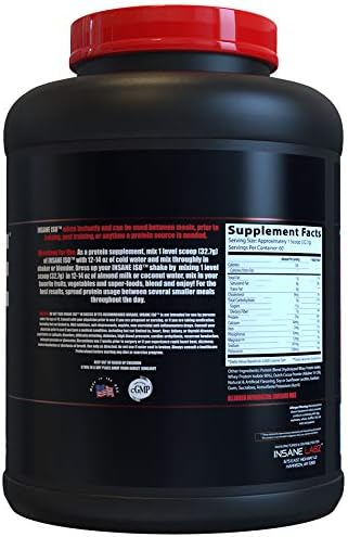 Insane Labz Insane ISO Whey Protein Powder Featuring 25g of Hydrolyzed Whey Isolate 60 Servings