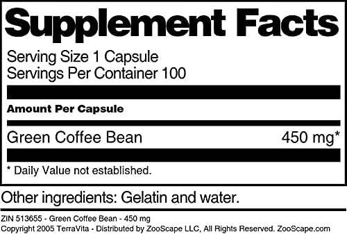 Green Coffee Bean - 450 mg (100 Capsules ZIN: 513655) - 3 Pack